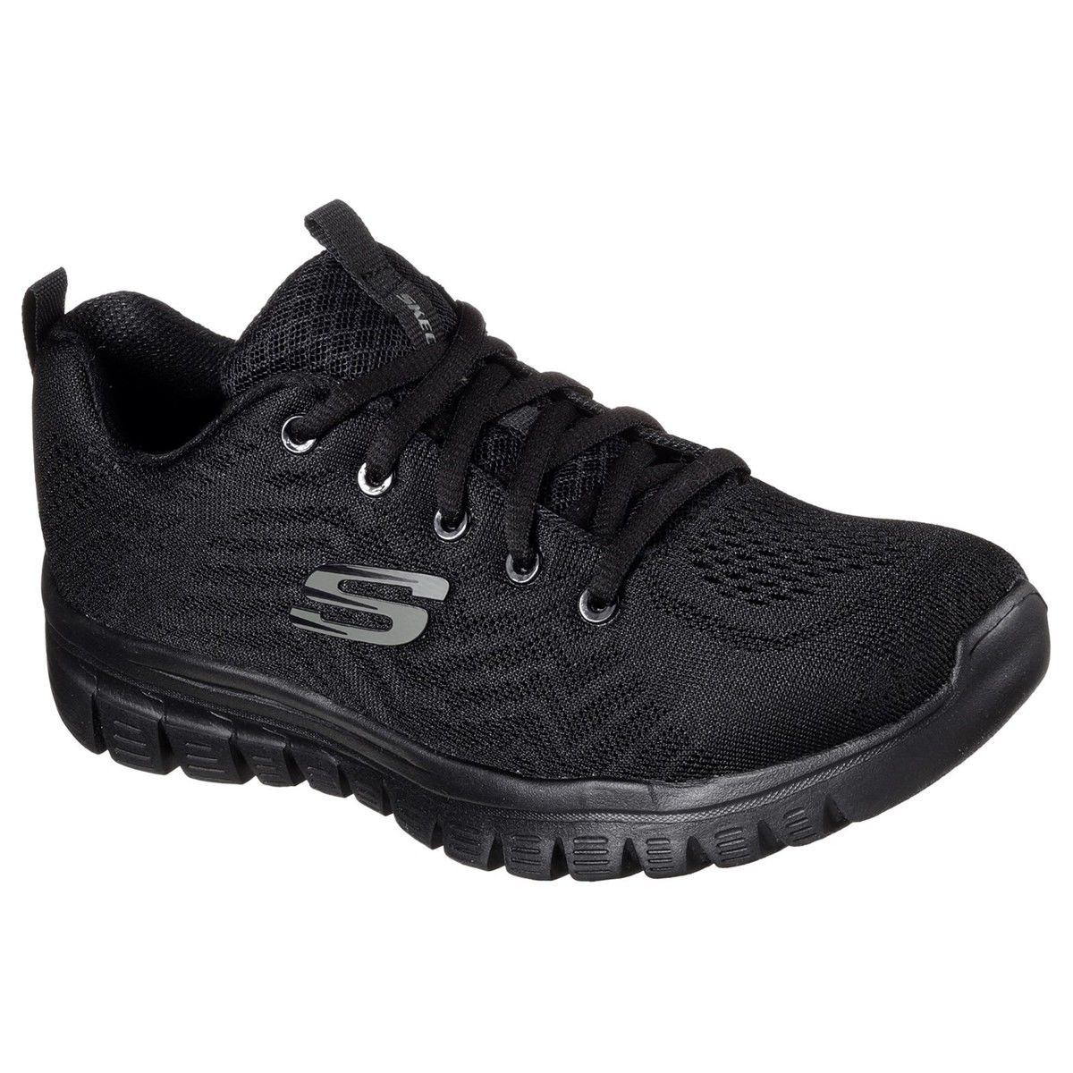 Skechers Graceful Get Connected BBK Black Womens trainers in a Plain Textile in Size 5
